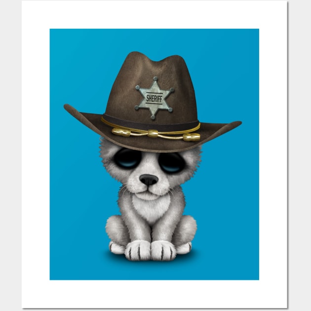 Cute Baby Wolf Sheriff Wall Art by jeffbartels